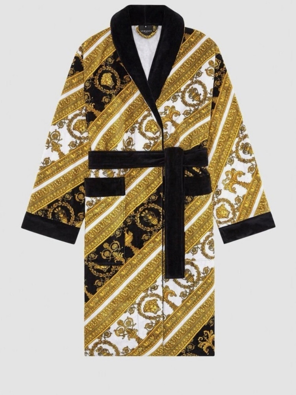 Versace Gold, Black & White Baroque Robe Coat